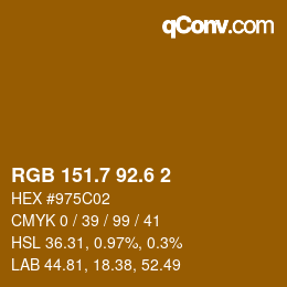 カラーコード: RGB 151.7 92.6 2 | qconv.com