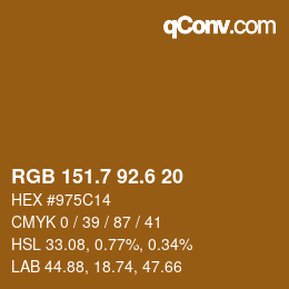 カラーコード: RGB 151.7 92.6 20 | qconv.com