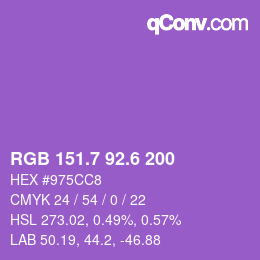 カラーコード: RGB 151.7 92.6 200 | qconv.com