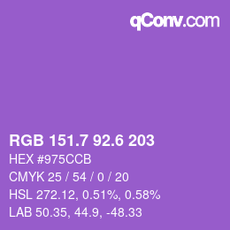 カラーコード: RGB 151.7 92.6 203 | qconv.com