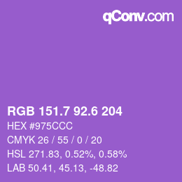 カラーコード: RGB 151.7 92.6 204 | qconv.com
