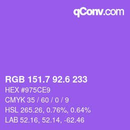 カラーコード: RGB 151.7 92.6 233 | qconv.com