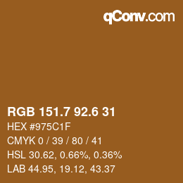 カラーコード: RGB 151.7 92.6 31 | qconv.com