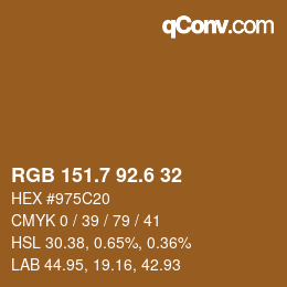 カラーコード: RGB 151.7 92.6 32 | qconv.com