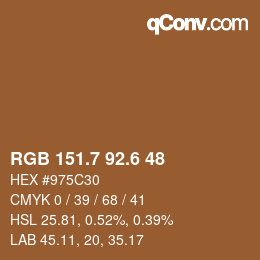 カラーコード: RGB 151.7 92.6 48 | qconv.com