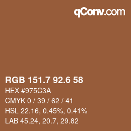 カラーコード: RGB 151.7 92.6 58 | qconv.com