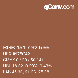 カラーコード: RGB 151.7 92.6 66 | qconv.com