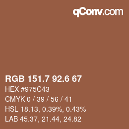 カラーコード: RGB 151.7 92.6 67 | qconv.com