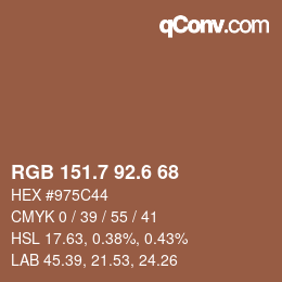 カラーコード: RGB 151.7 92.6 68 | qconv.com