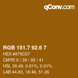 カラーコード: RGB 151.7 92.6 7 | qconv.com
