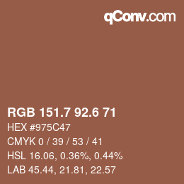 カラーコード: RGB 151.7 92.6 71 | qconv.com