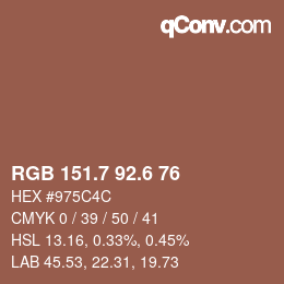 カラーコード: RGB 151.7 92.6 76 | qconv.com