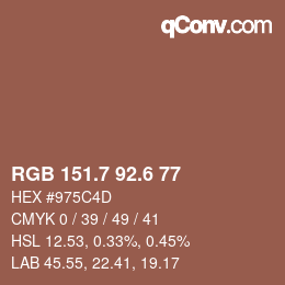 カラーコード: RGB 151.7 92.6 77 | qconv.com