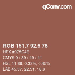 カラーコード: RGB 151.7 92.6 78 | qconv.com