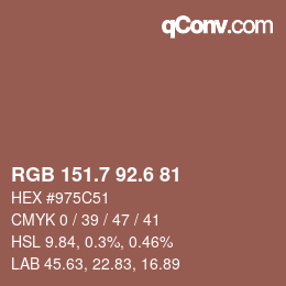 カラーコード: RGB 151.7 92.6 81 | qconv.com