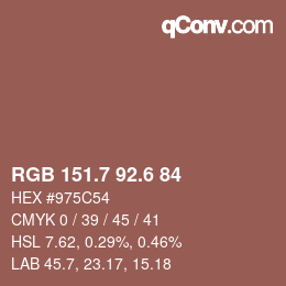 カラーコード: RGB 151.7 92.6 84 | qconv.com