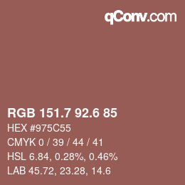 カラーコード: RGB 151.7 92.6 85 | qconv.com