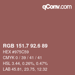 カラーコード: RGB 151.7 92.6 89 | qconv.com