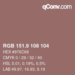 カラーコード: RGB 151.9 108 104 | qconv.com