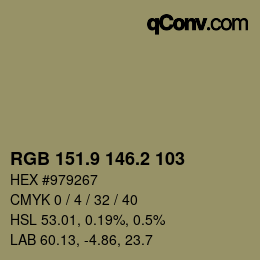 カラーコード: RGB 151.9 146.2 103 | qconv.com