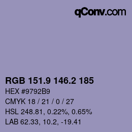 Color code: RGB 151.9 146.2 185 | qconv.com