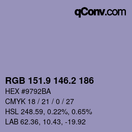 Color code: RGB 151.9 146.2 186 | qconv.com
