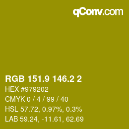 カラーコード: RGB 151.9 146.2 2 | qconv.com