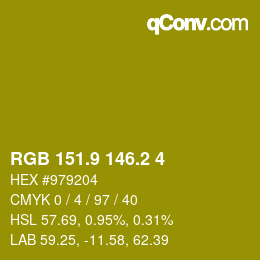カラーコード: RGB 151.9 146.2 4 | qconv.com