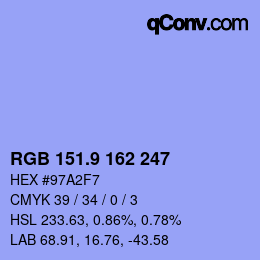 カラーコード: RGB 151.9 162 247 | qconv.com