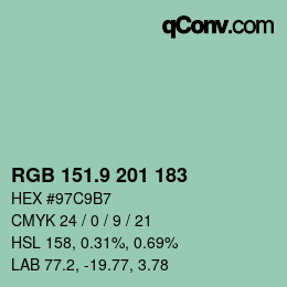Color code: RGB 151.9 201 183 | qconv.com