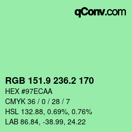 カラーコード: RGB 151.9 236.2 170 | qconv.com
