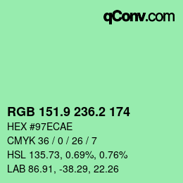 カラーコード: RGB 151.9 236.2 174 | qconv.com