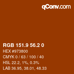 Color code: RGB 151.9 56.2 0 | qconv.com