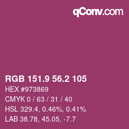 カラーコード: RGB 151.9 56.2 105 | qconv.com
