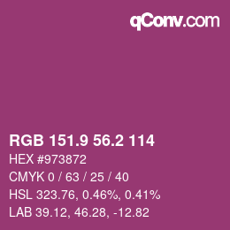 カラーコード: RGB 151.9 56.2 114 | qconv.com