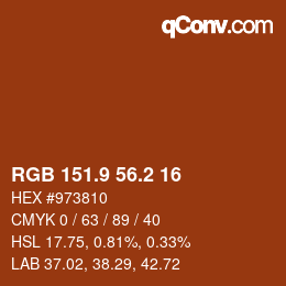 カラーコード: RGB 151.9 56.2 16 | qconv.com