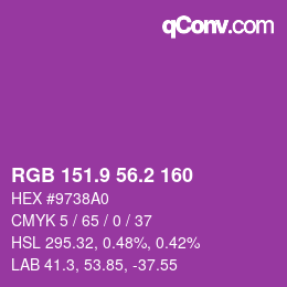 カラーコード: RGB 151.9 56.2 160 | qconv.com