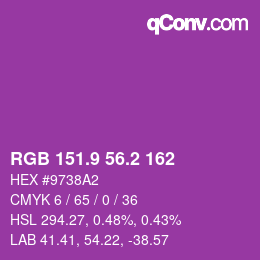 カラーコード: RGB 151.9 56.2 162 | qconv.com