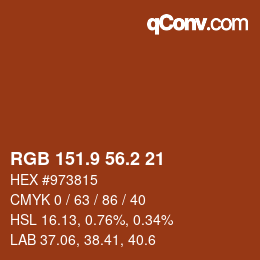 カラーコード: RGB 151.9 56.2 21 | qconv.com