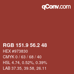 Color code: RGB 151.9 56.2 48 | qconv.com