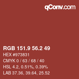 Color code: RGB 151.9 56.2 49 | qconv.com