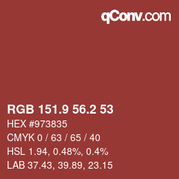 Color code: RGB 151.9 56.2 53 | qconv.com