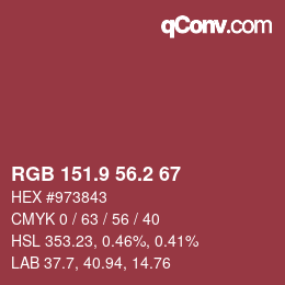 Color code: RGB 151.9 56.2 67 | qconv.com