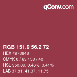 Color code: RGB 151.9 56.2 72 | qconv.com