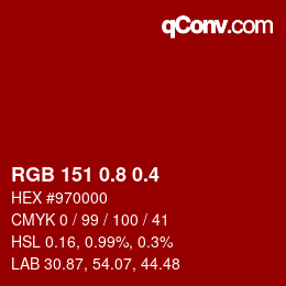 カラーコード: RGB 151 0.8 0.4 | qconv.com