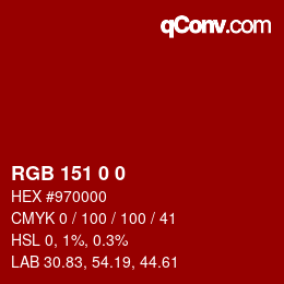 カラーコード: RGB 151 0 0 | qconv.com