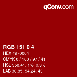 Color code: RGB 151 0 4 | qconv.com