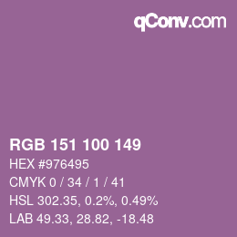Código de color: RGB 151 100 149 | qconv.com