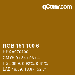 Color code: RGB 151 100 6 | qconv.com