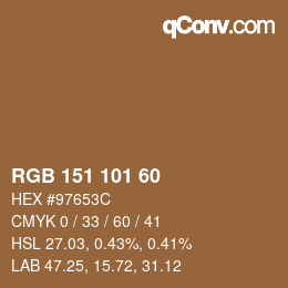 Color code: RGB 151 101 60 | qconv.com